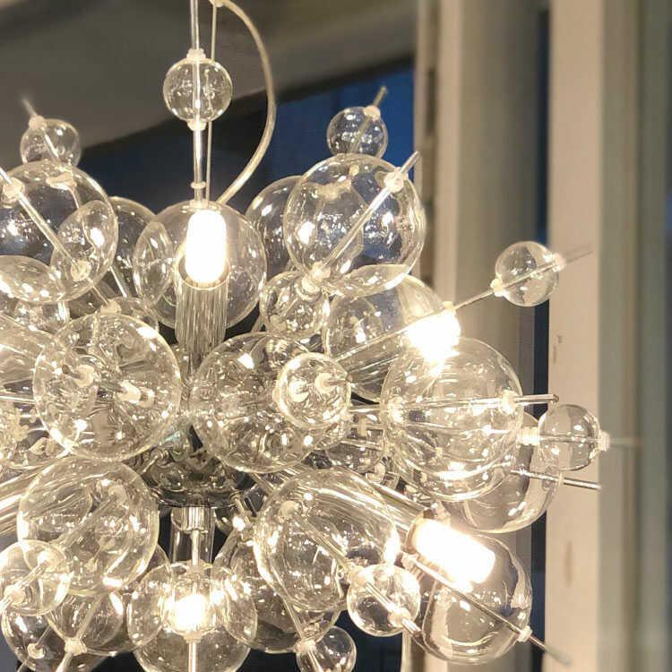 ガラスと金属の球形ペンダントライト ペンダントライト 球体 ガラス バブル おしゃれ モダン ボール アート