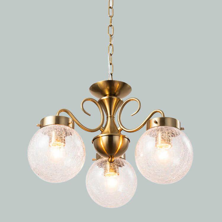 ペンダントライト 上品 アンティーク クラック 洋風 球体 おしゃれ ゴールド ヒビ クラシカル ダイニング 玄関 天井照明 3灯 LED電球対応 |  | 05