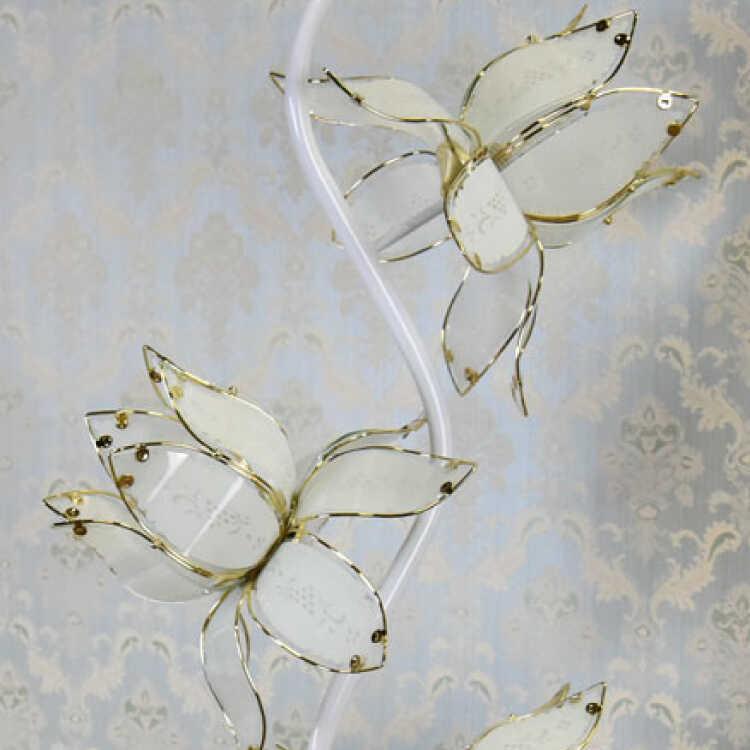 フロアライト かわいい フラワー ホワイト ゴールド 姫系 段階調光 LED対応 豪華 華やか エレガント 綺麗 4灯 寝室 リビング 廊下 間接照明_3