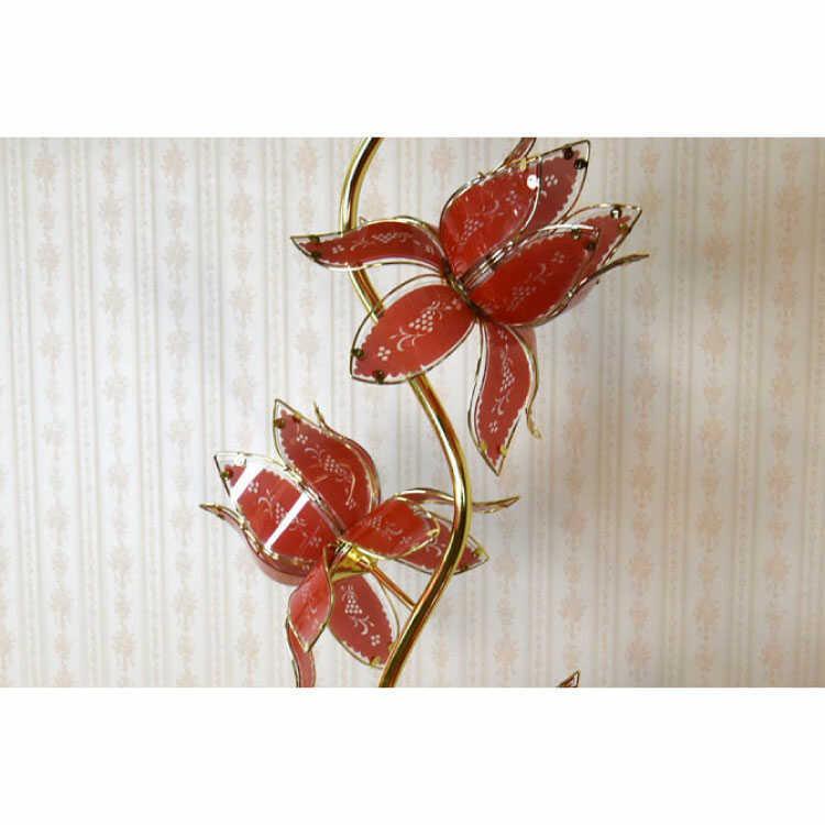 フロアライト ガラス製 お花 ゴールド レッド 個性的 華やか