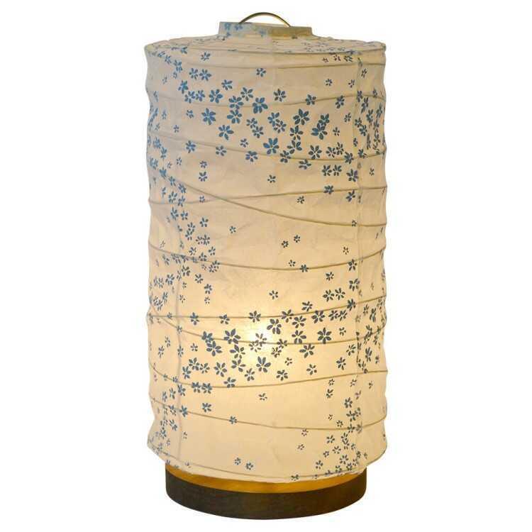 テーブルランプ 円柱 青色 花柄 可愛い 和風照明 和モダン 日本