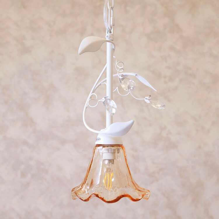 品質検査済 ペンダントライト 可愛い 上品 フラワー お花 ホワイト アンバー コンパクト クリスタル 1灯 トイレ キッチン 女性 長さ調節可能 Led電球付属 ペンダントライト 配送地域 本商品は追加送料が必要な地域あり 北海道 Panero Shop