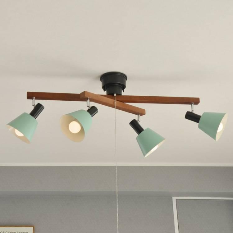 最適な価格 シーリングライト 4灯 スポットライト Led対応 オシャレ グリーン 天井照明 ナチュラル 子供部屋 書斎 寝室 ポップ 角度調節可能 アーム回転式 スポットライト 電球 E26 60w相当 電球色フロストled付 Www Billsowerstreeservice Com