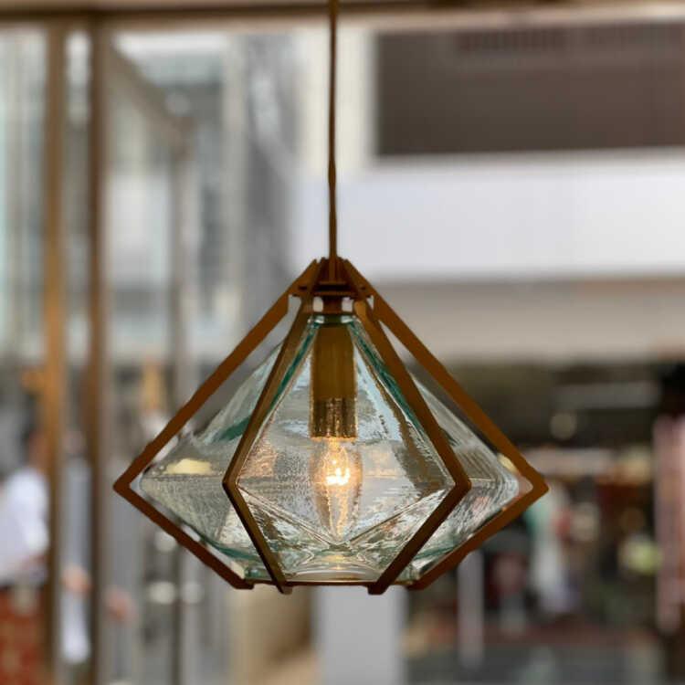 ペンダントライト LED おしゃれ 照明 ガラス ブルー 青 宝石 1灯 天井