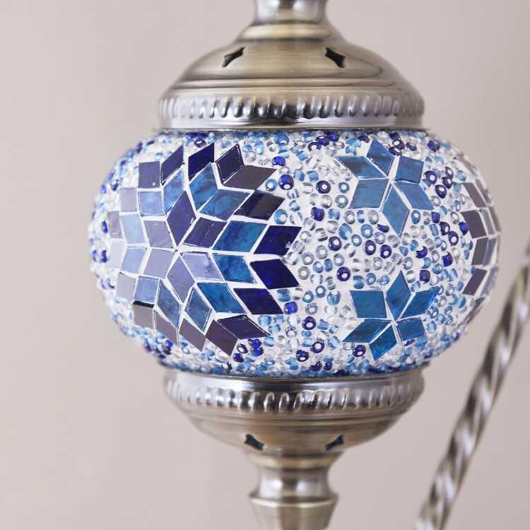 632 卓上ランプ　明治期　インテリア　青ガラスランプ　アンティークランプ 632 卓上ランプ 明治期 インテリア 青ガラスランプ アンティーク