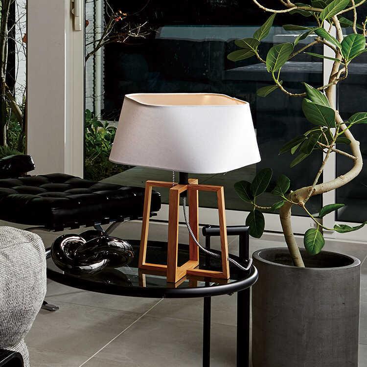 テーブルライト 北欧 木製 おしゃれ LED対応 間接照明 テーブルランプ 照明 寝室 リビング 布製 無垢材 インテリア ホワイト グレー 卓上照明 |  | 06