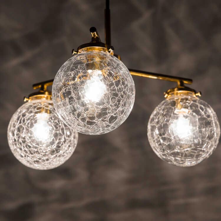 ペンダントライト 3灯 クラック おしゃれ LED対応 天井照明 ガラス 丸
