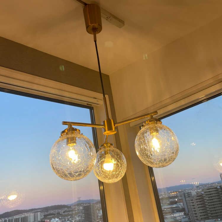 ペンダントライト 3灯 クラック おしゃれ LED対応 天井照明 ガラス 丸