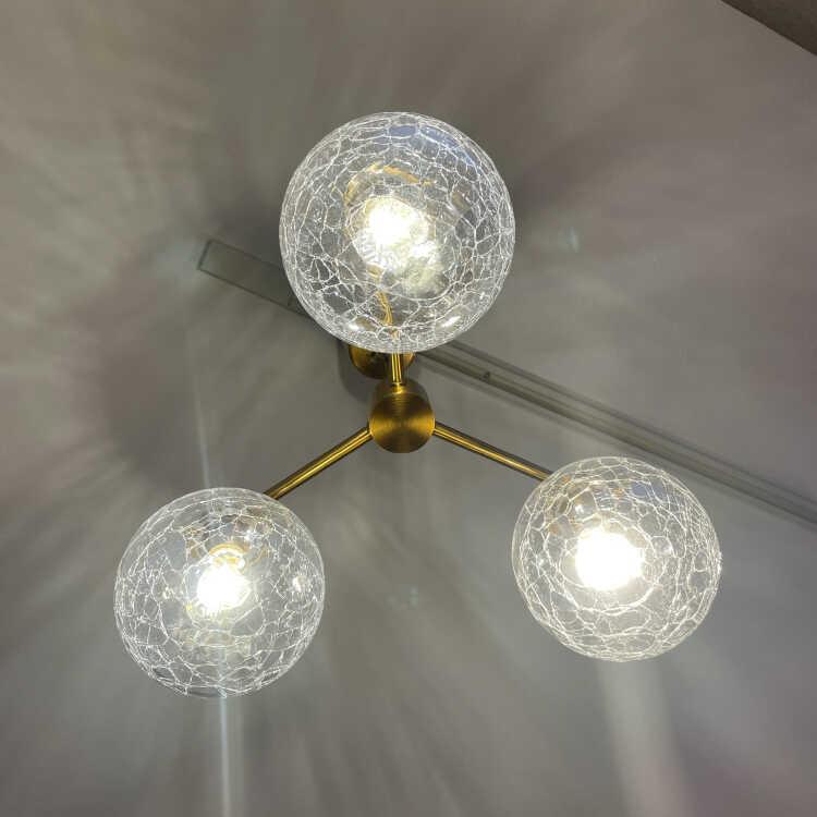 ペンダントライト 3灯 クラック おしゃれ LED対応 天井照明 ガラス 丸