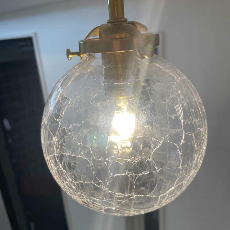 シーリングライト 1灯 ガラス クラック 球体 LED電球対応 キッチン