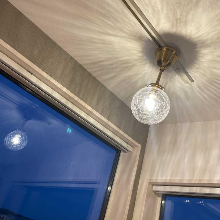 シーリングライト 1灯 ガラス クラック 球体 LED電球対応 キッチン