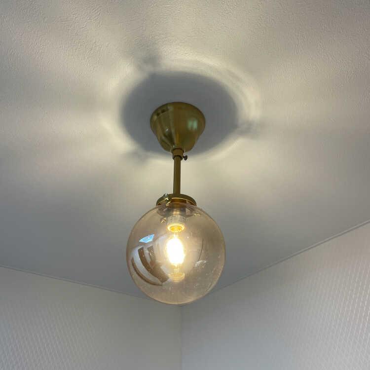 シーリングライト お洒落 LED対応 照明器具 アンバー ガラス 丸い