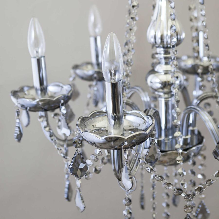 シルバークリスタルシャンデリア 6灯式