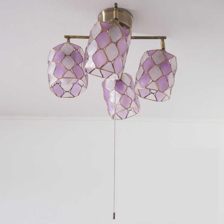 逆さ ペンダントライト おしゃれ照明 ハンドメイド 紫 ヒゲ シーリング