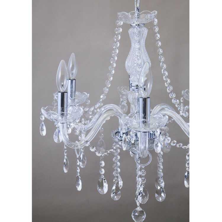 シャンデリア 6灯 シルバー色 クリスタルガラス ゴージャス 豪華 綺麗 明るい LED 照明 おしゃれ 4畳用 6畳用 寝室 リビング 電球付き |  | 03