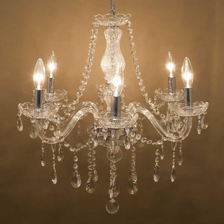 シャンデリア 6灯 シルバー色 クリスタルガラス ゴージャス 豪華 綺麗 明るい LED 照明 おしゃれ 4畳用 6畳用 寝室 リビング 電球付き |  | 08