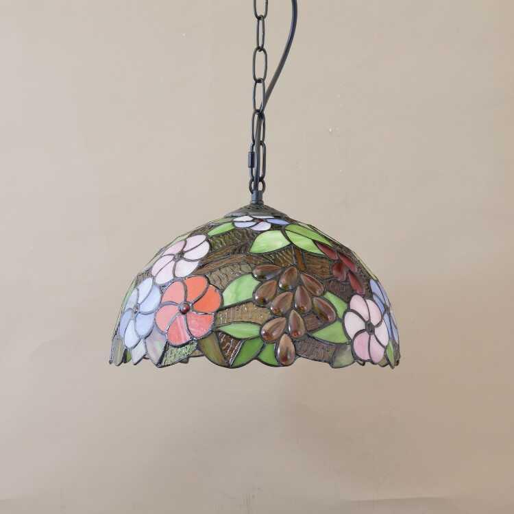 レトロなステンドグラス1灯ペンダントライト LED付でお得！ペンダントランプ 天井照明 照明器具 かわいい カラフル フラワー おしゃれ インテリア 直径30cm |  | 01