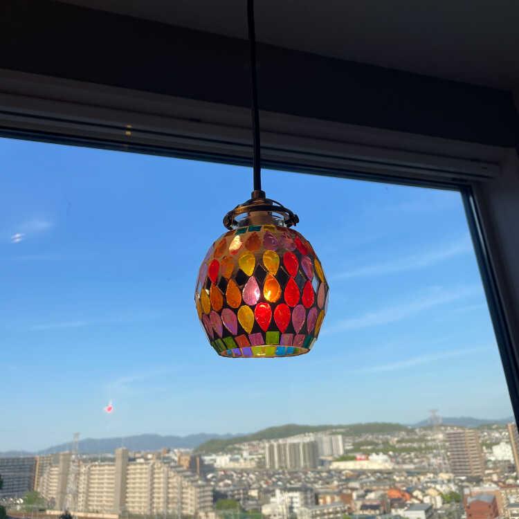 ステンドグラス風の小さい1灯ペンダントライト ハンドメイド 天井照明 照明器具 サブ照明 ペンダントランプ 吊り下げ  個性的 おしゃれ トイレ 玄関 洗面所 階段 |  | 11