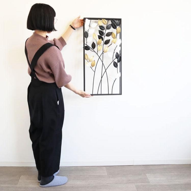ウォールアート アイアン 壁飾り 壁掛け パネル 植物 リーフ オシャレ
