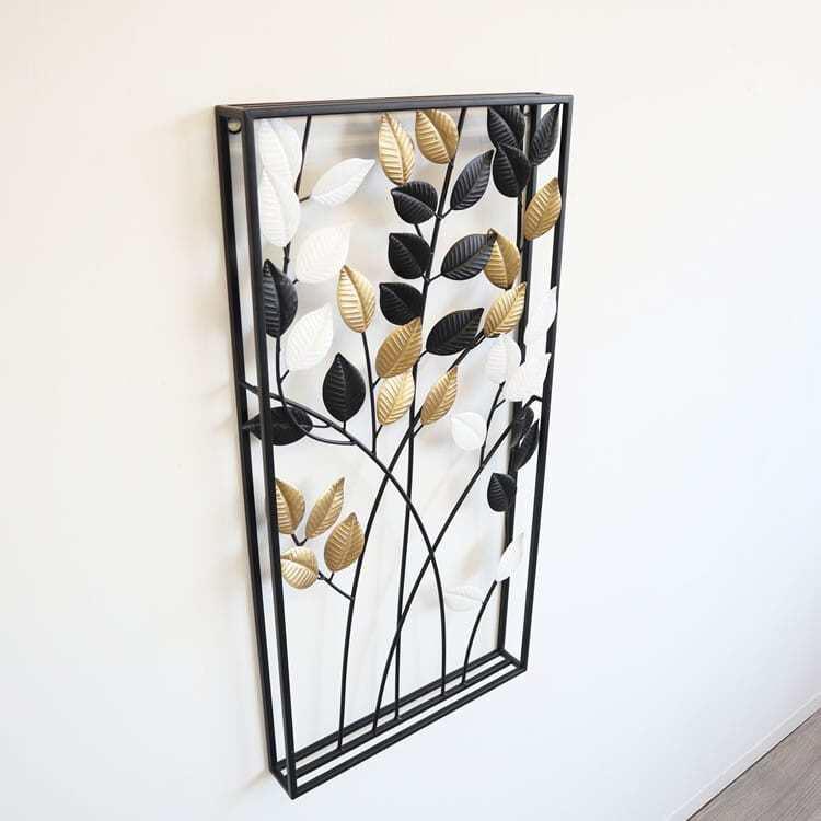 ウォールアート アイアン 壁飾り 壁掛け パネル 植物 リーフ オシャレ