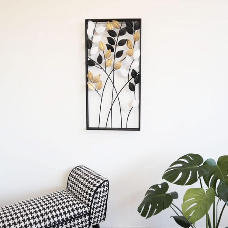 ウォールアート アイアン 壁飾り 壁掛け パネル 植物 リーフ オシャレ