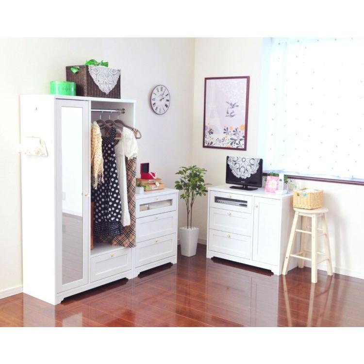 チェスト 3段 ガーリー ホワイト 引き出し収納 サイドボード テレビ台