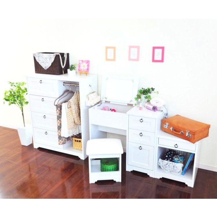 チェスト 3段 ガーリー ホワイト 引き出し収納 サイドボード テレビ台