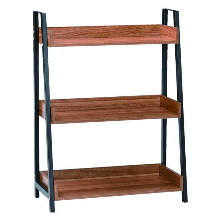 幅67cm・オープンラック北欧ブラウン3段（黒ブラックフレーム） |  | 01