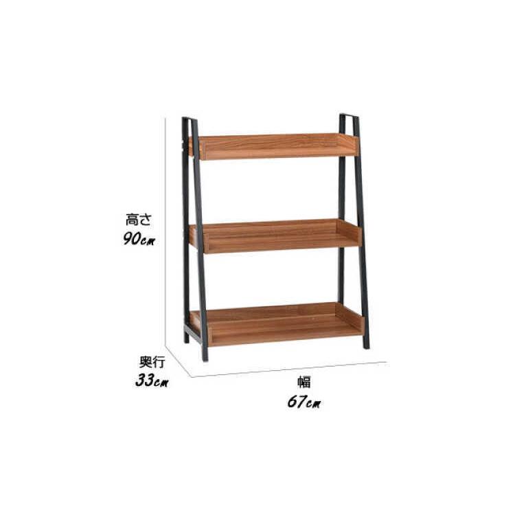 幅67cm・オープンラック北欧ブラウン3段（黒ブラックフレーム） |  | 05