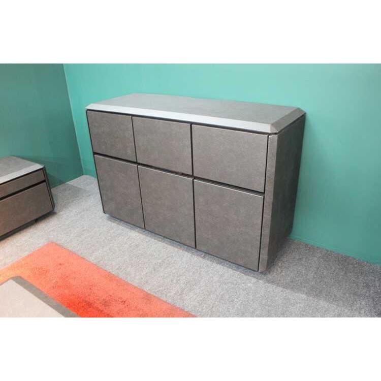 【地域限定SALE適応中！】サイドボード キャビネット リビング 収納 ロー セラミック柄 ブラック グレー クール モダン モノトーン スタイリッシュ 収納家具 |  | 02