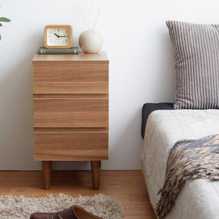 チェスト 幅30 スリム 低い ブラウン色 木目 奥行40 サイド