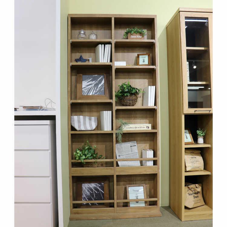 収納棚 本棚 オープンシェルフ 薄型 木製 おしゃれ 完成品 日本製 80cm スリム ブックシェルフ ディスプレイ 棚 可動棚 リビング 北欧 |  | 01