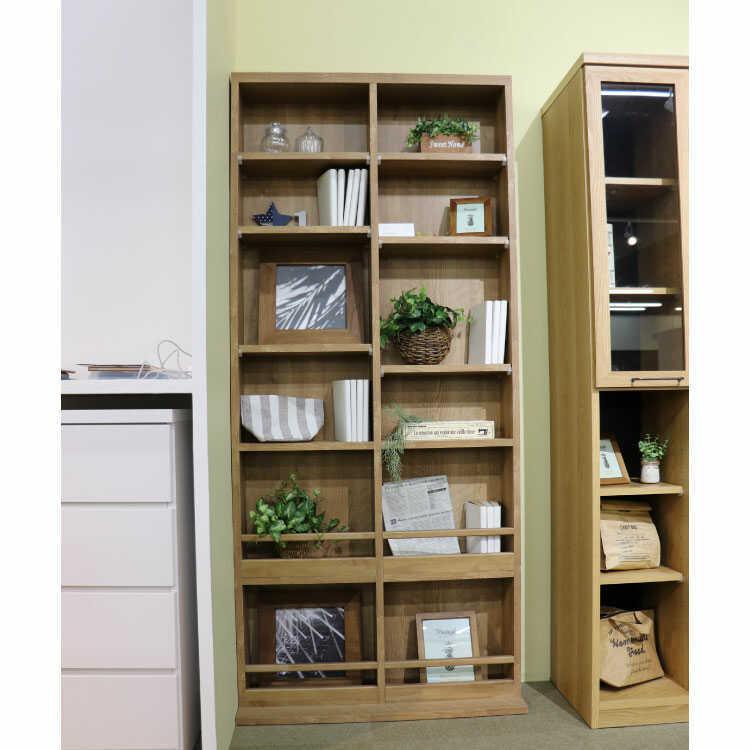 収納棚 本棚 オープンシェルフ 薄型 木製 おしゃれ 完成品 日本製 80cm スリム ブックシェルフ ディスプレイ 棚 可動棚 リビング 北欧 |  | 10