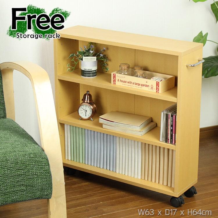 押入れ収納 幅17cm キャスター 隙間収納 薄型 木製 ラック 本棚 大容量