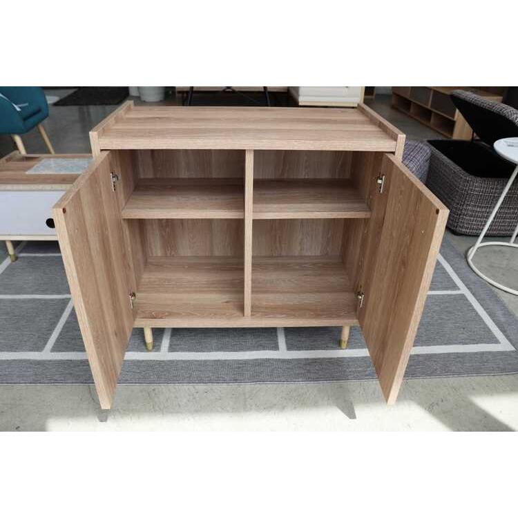 ナチュラルウッド 3ドアキャビネット キャビネット 引き出し付き 扉収納 戸棚 可動棚 開き戸 配線穴