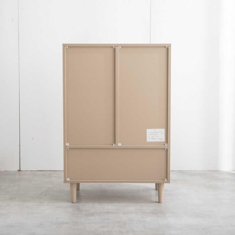 キャビネット ガラス扉 ピンクベージュ かわいい モダン 上品 幅60cm