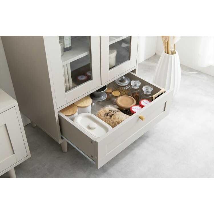 キャビネット ガラス扉 グレージュ おしゃれ モダン 上品 海外風 幅60