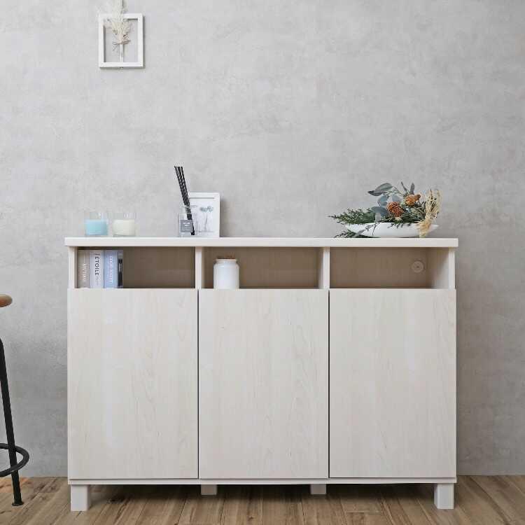 幅110cm・日本製・F★★★★サイドボード トール型テレビ台で使える 木目 ホワイト 白 日本製 組み立て品 テレビボード おしゃれ ディスプレイ収納 キャビネット |  | 01