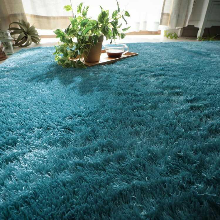 ラグマット シャギー ターコイズブルー 青 190cm×240cm 長方形