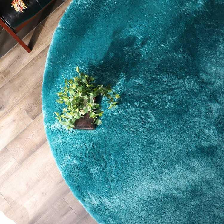 センターラグマット シャギー ターコイズブルー 青 190cm 円形