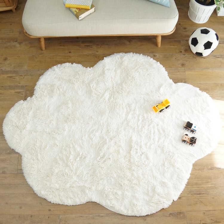 ラグマット おしゃれ 雲型 かわいい アイボリー マイクロファイバー
