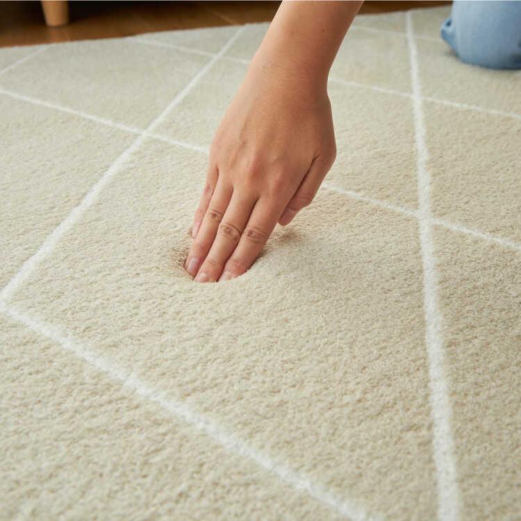 洗濯OK！防音効果・ふっくら豪華厚みのラインデザインラグマット 130×190cm ベージュ×ホワイト 遊び毛が少ない 防音効果 ジャガード織り カーペット おしゃれ |  | 14