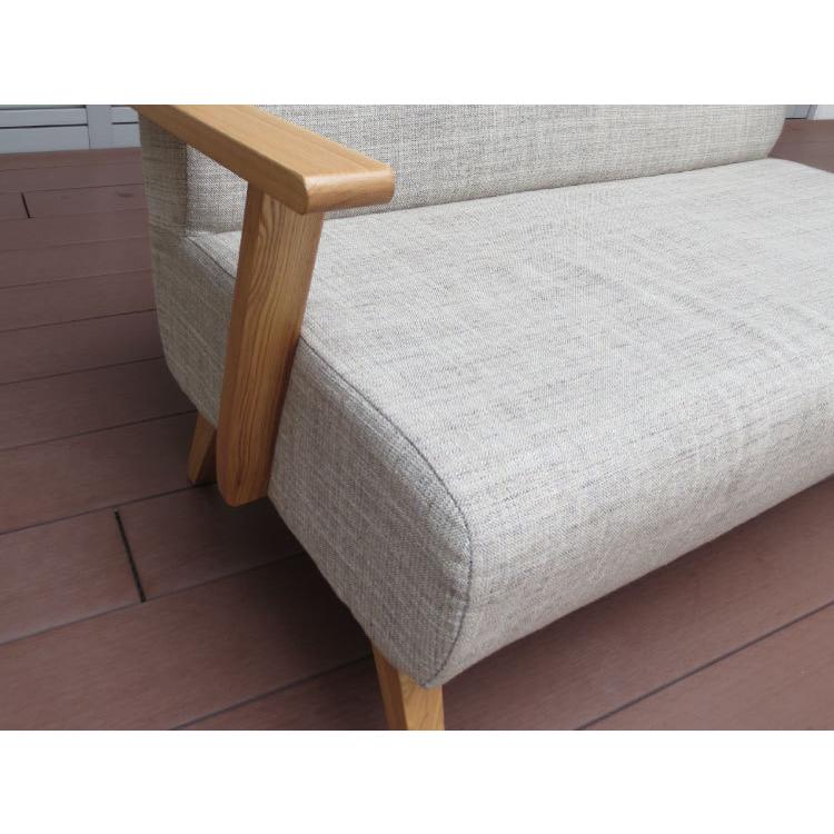 ソファー 北欧 2人掛け 布 ファブリック 天然木アッシュ製 完成