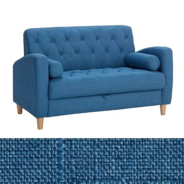 ソファー 幅123cm 収納付 2人掛け 布製 ファブリック張り ミニ