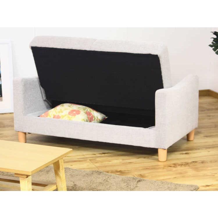 幅120cm・収納付きソファーベッド二人掛け（布ファブリック張り／完成