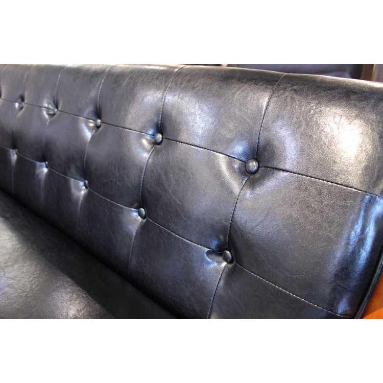 ソファー 3人掛け 幅165cm PVCレザー製 合皮 合成皮革 肘掛け付 木脚