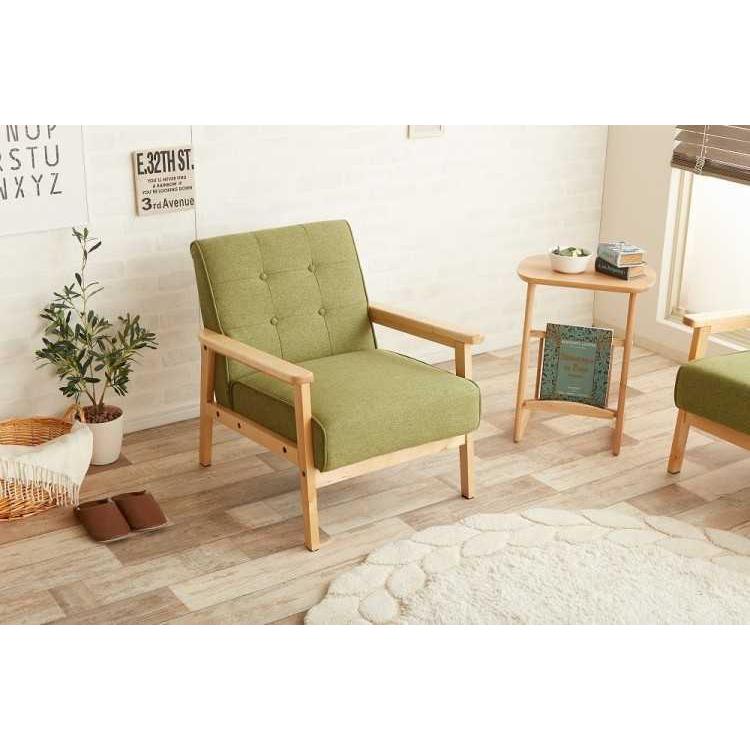 ソファー 幅64cm 布製 ファブリック製 1P 肘掛け付 木脚 木フレーム