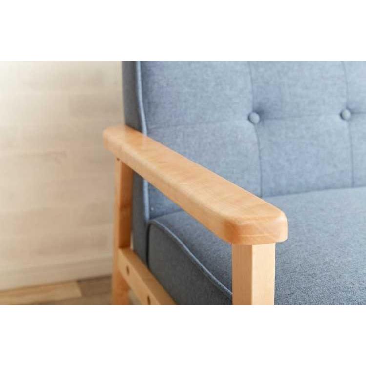 ソファー 幅64cm 布製 ファブリック製 1P 肘掛け付 木脚 木フレーム