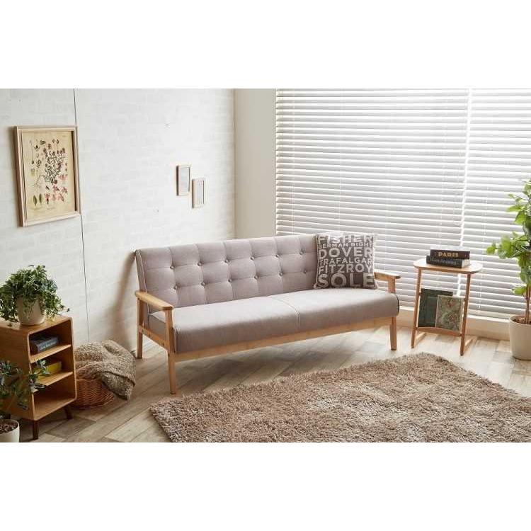 ソファー 3人掛け 3P 幅165cm 布製 ファブリック製 肘掛け付 木脚