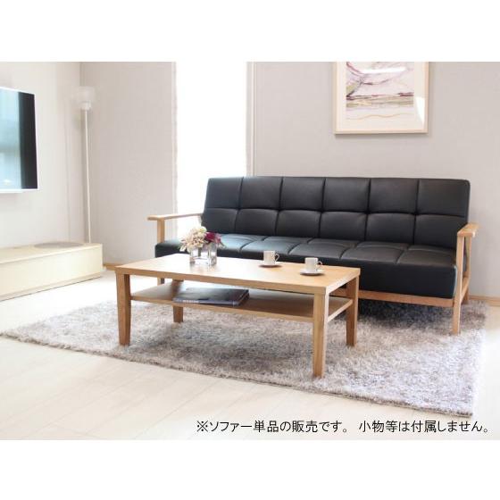 幅196cm・PVCレザー製ソファーベッド・黒ブラック（合製皮革／3人掛） |  | 02